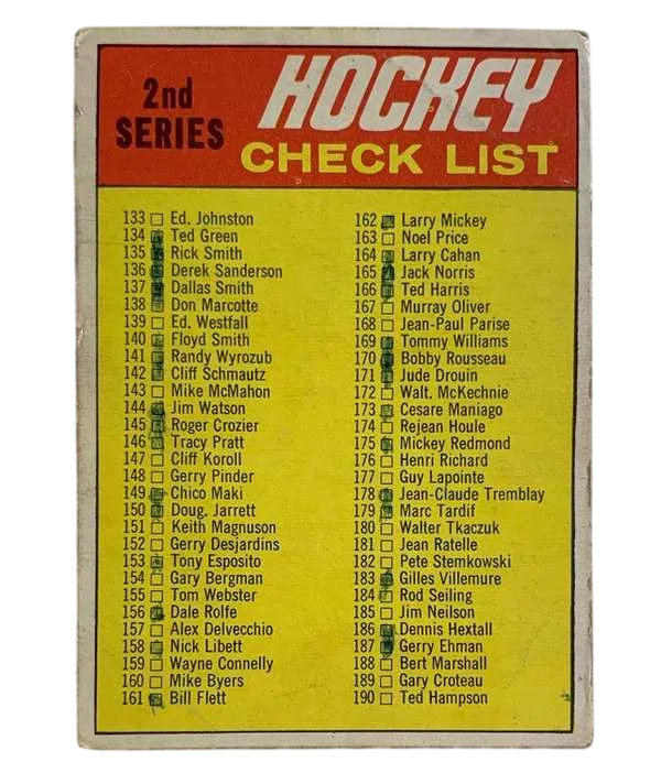 132 2nd Series Checklist 133 264 1970 71 O Pee Chee from Front 2