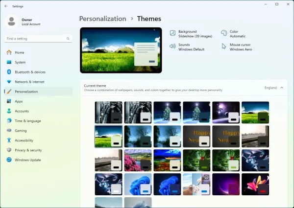 England Desktop Theme England