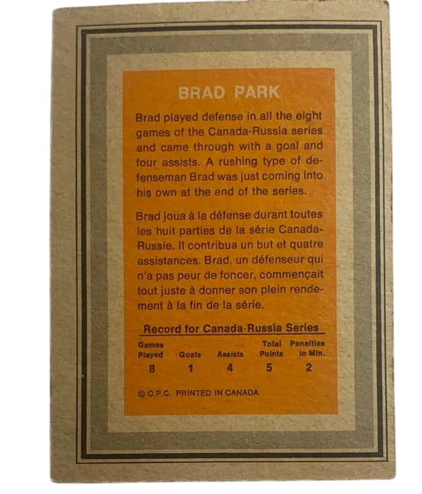 Nno Brad Park 1972 73 O Pee Chee Pee Chee Team from Canada Back