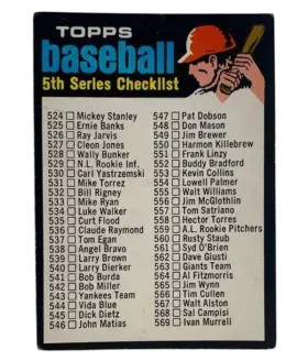 499 Checklist 524 643 1971 from Topps Front