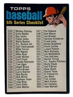 499 Checklist 524 643 1971 from Topps Front
