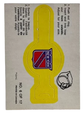 6 New York Rangers 1973 74 O Pee Chee Pee Chee Team Crest from Rings Front