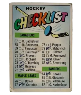 66 1st Series Checklist 1 66 1967 from 68 Front