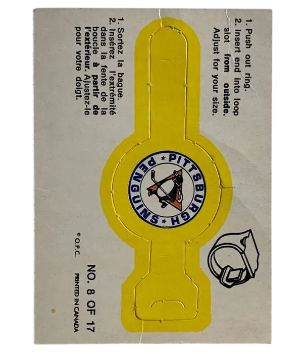 8 Pittsburgh Penguins 1973 74 O Pee Chee Team Crest Rings from Front Vg
