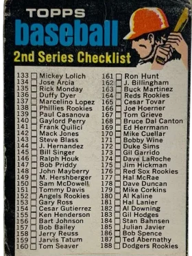 123a Checklist 133 263 1971 O Pee Chee from Front Ex