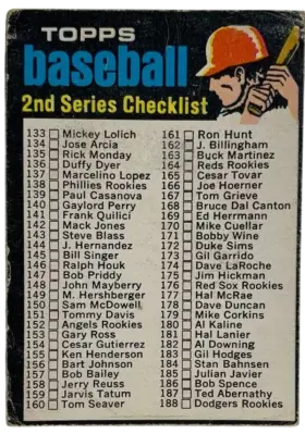 123a Checklist 133 263 1971 O Pee Chee from Front Ex
