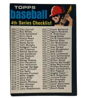 369b Checklist 394 523 1971 from Topps Front