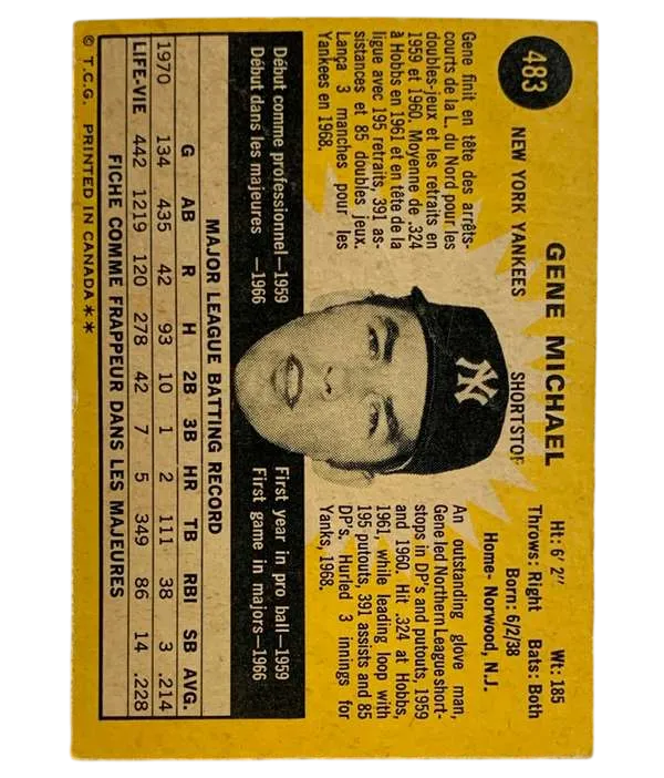 483 Gene Michael 1971 O Pee Chee from Back 1