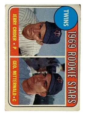 491b Twins 1969 Rookie Stars Jerry Crider Geo Mitterwald Rs Rc Var 1969 from Topps Front