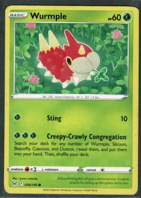006 196 Pokemon Wurmple Swsh11 Lost from Origin Front