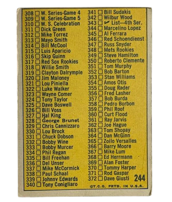 244a 3rd Series Checklist 264 372 1970 from Topps Back
