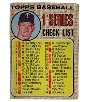 67 1st Series Checklist 1 109 1968 O Pee from Chee Front