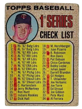 67 1st Series Checklist 1 109 1968 O Pee from Chee Front