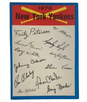 New York Yankees 1973 O Pee Chee Blue Team from Checklists Front