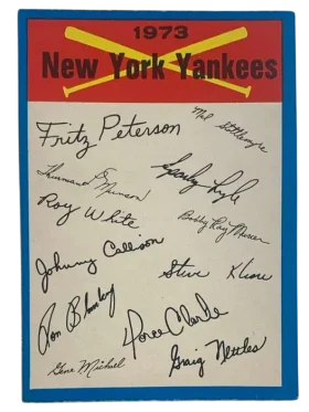New York Yankees 1973 O Pee Chee Blue Team from Checklists Front
