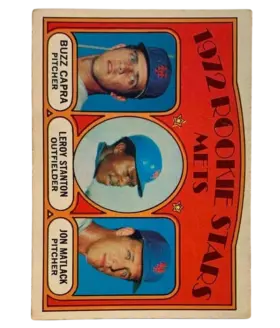 141 Mets 1972 Rookie Stars Buzz Capra Leroy Stanton Jon Matlack Rs Rc 1972 O Pee from Chee Front