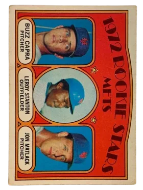 141 Mets 1972 Rookie Stars Buzz Capra Leroy Stanton Jon Matlack Rs Rc 1972 O Pee from Chee Front