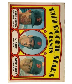 232 Giants 1972 Rookie Stars Chris Arnold Jim Barr Dave Rader Rs Rc 1972 O Pee from Chee Front
