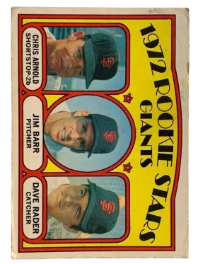 232 Giants 1972 Rookie Stars Chris Arnold Jim Barr Dave Rader Rs Rc 1972 O Pee from Chee Front