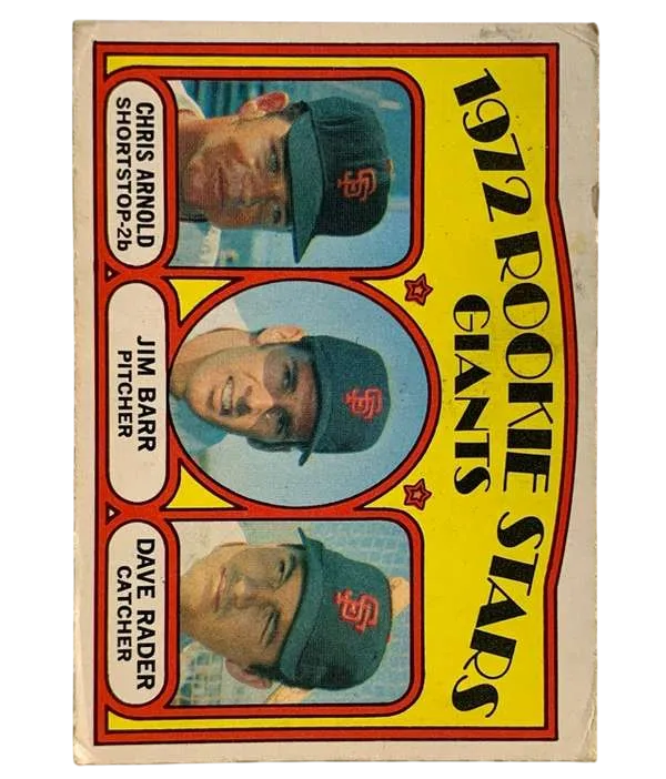 232 Giants 1972 Rookie Stars Chris Arnold Jim Barr Dave Rader Rs Rc 1972 O Pee from Chee Front