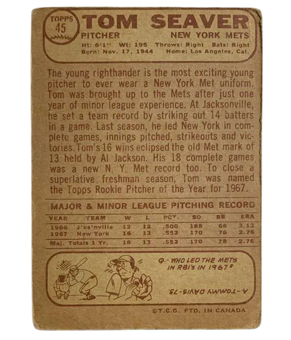 45 Tom Seaver 1968 O Pee from Chee Back