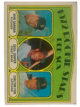 79 Red Sox 1972 Rookie Stars Mike Garman Cecil Cooper Carlton Fisk Rs Rc 1972 O Pee from Chee Front