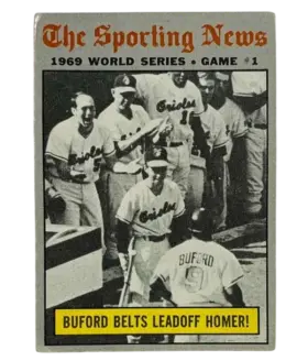 305 World Series Game 1 Buford Belts Leadoff Homer 1970 Topps from Front 1