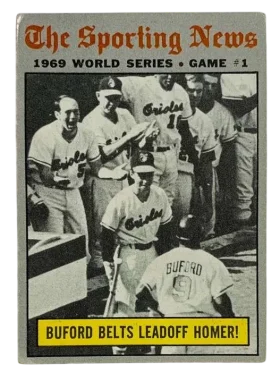 305 World Series Game 1 Buford Belts Leadoff Homer 1970 Topps from Front 1