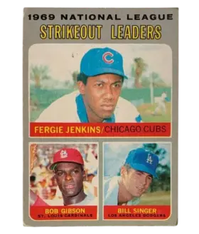 71 1969 National League Strikeout Leaders Fergie Jenkins Bob Gibson Bill Singer Ll 1970 O Pee from Chee Front