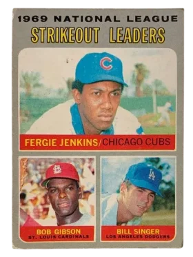 71 1969 National League Strikeout Leaders Fergie Jenkins Bob Gibson Bill Singer Ll 1970 O Pee from Chee Front