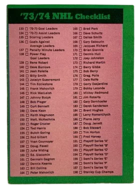 129 Checklist 133 264 1973 74 O Pee Chee Light from Backs Front