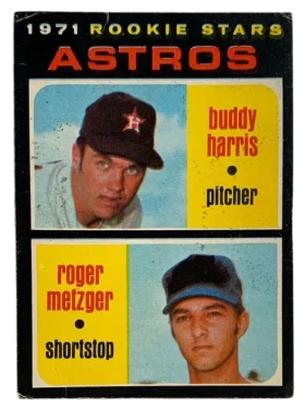 404 Astros 1971 Rookie Stars Buddy Harris Roger Metzger Rs Rc 1971 O Pee from Chee Front