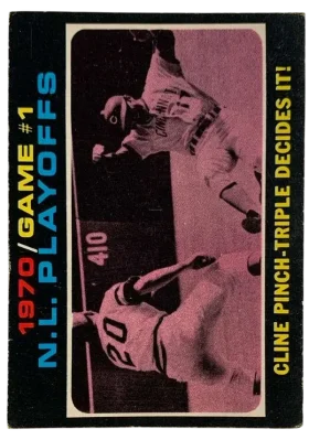 199 Nl Playoffs Game 1 Cline Pinch Triple Decides It Nlcs 1971 O Pee Chee from Front Vg