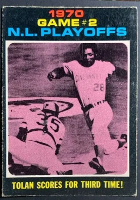 200 Nl Playoffs Game 2 Tolan Scores For Third Time Nlcs 1971 O Pee Chee from Front Vg4