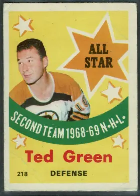 218 Ted Green 1969 70 O Pee Chee from Front Vg