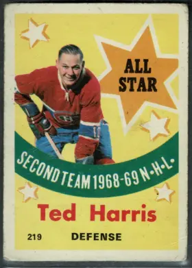 219 Ted Harris 1969 70 O Pee Chee from Front Vg