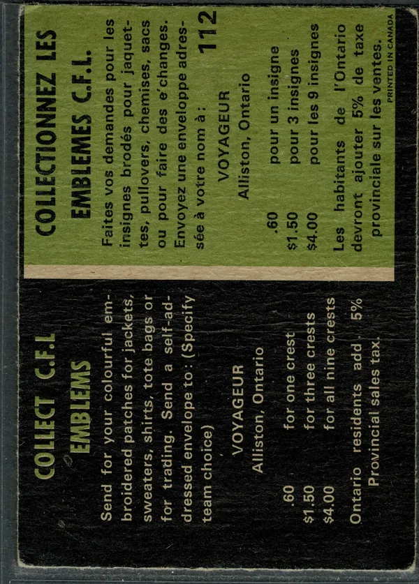 112 Canadian Player Of The Year 1970 O Pee Chee from Back 3