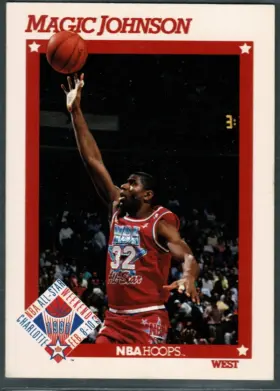 1991-92 NBA Hoops Magic Johnson #150 Look Back Insert Los Angeles Lakers (EX 5)