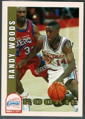 1992-93 NBA Hoops Randy Woods Rookie Card #407 Los Angeles Clippers (NM 7)