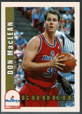 1992-93 NBA Hoops Don MacLean Rookie Card #478 Washington Bullets (NM-MT 8)