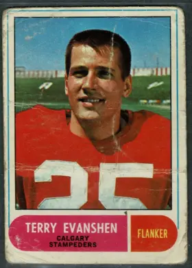1968-69 O-Pee-Chee Terry Evanshen #78 Calgary Stampeders Vintage CFL Card