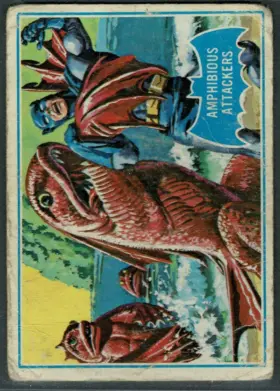 1966 O-Pee-Chee Batman #10B Amphibious Attackers Blue Bat Series DC Comics