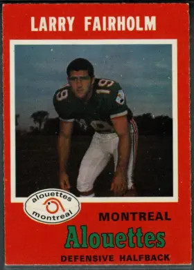 1971 O-Pee-Chee Larry Fairholm #110 Montreal Alouettes