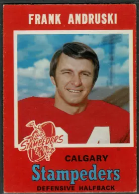 1971 O-Pee-Chee CFL Frank Andruski #118 Bilingual Back Calgary Stampeders