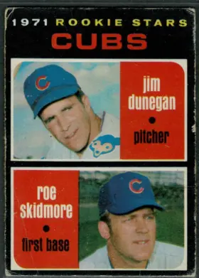 1971 O-Pee-Chee Jim Dunegan Roe Skidmore #121 Rookie Stars Chicago Cubs