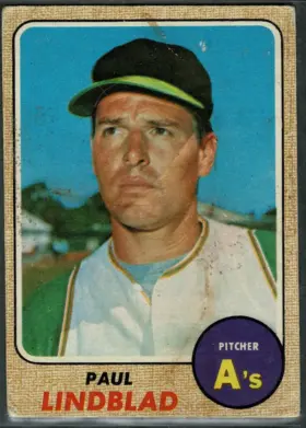 1968 O-Pee-Chee Paul Lindblad #127 Oakland Athletics Canadian OPC Pitcher