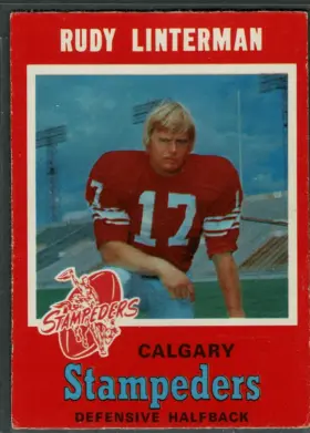 1971 O-Pee-Chee Rudy Linterman #129 Calgary Stampeders CFL