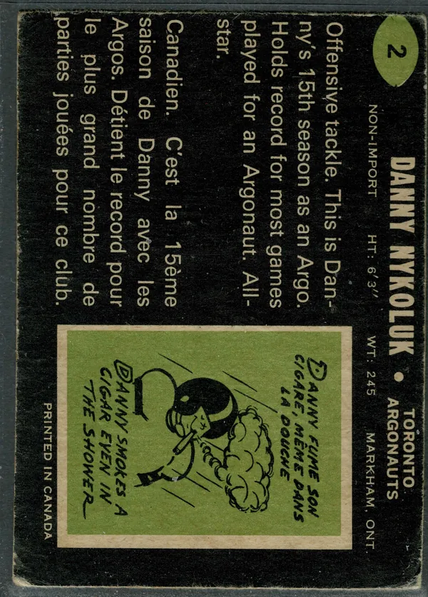 2 Cfl Danny Nykoluk 1970 O Pee Chee Back Vg Ex from 4 1