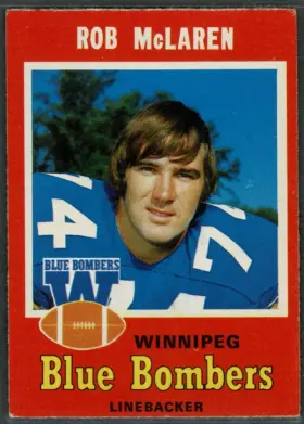 1971 O-Pee-Chee CFL Rob McLaren #22 Vintage Base Card Winnipeg Blue Bombers