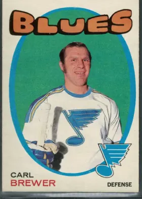 1971 O-Pee-Chee Carl Brewer #222 St. Louis Blues Hockey Card